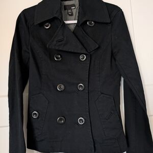 H&M Black Double-Breasted Pea Coat
